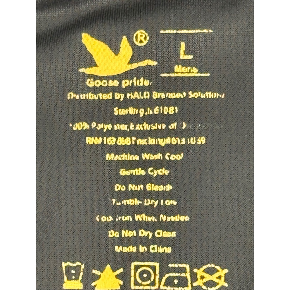 Goose Pride Mens Black Short Sleeve Performance Polo Shirt Bird Logo Sz L - Picture 7 of 7